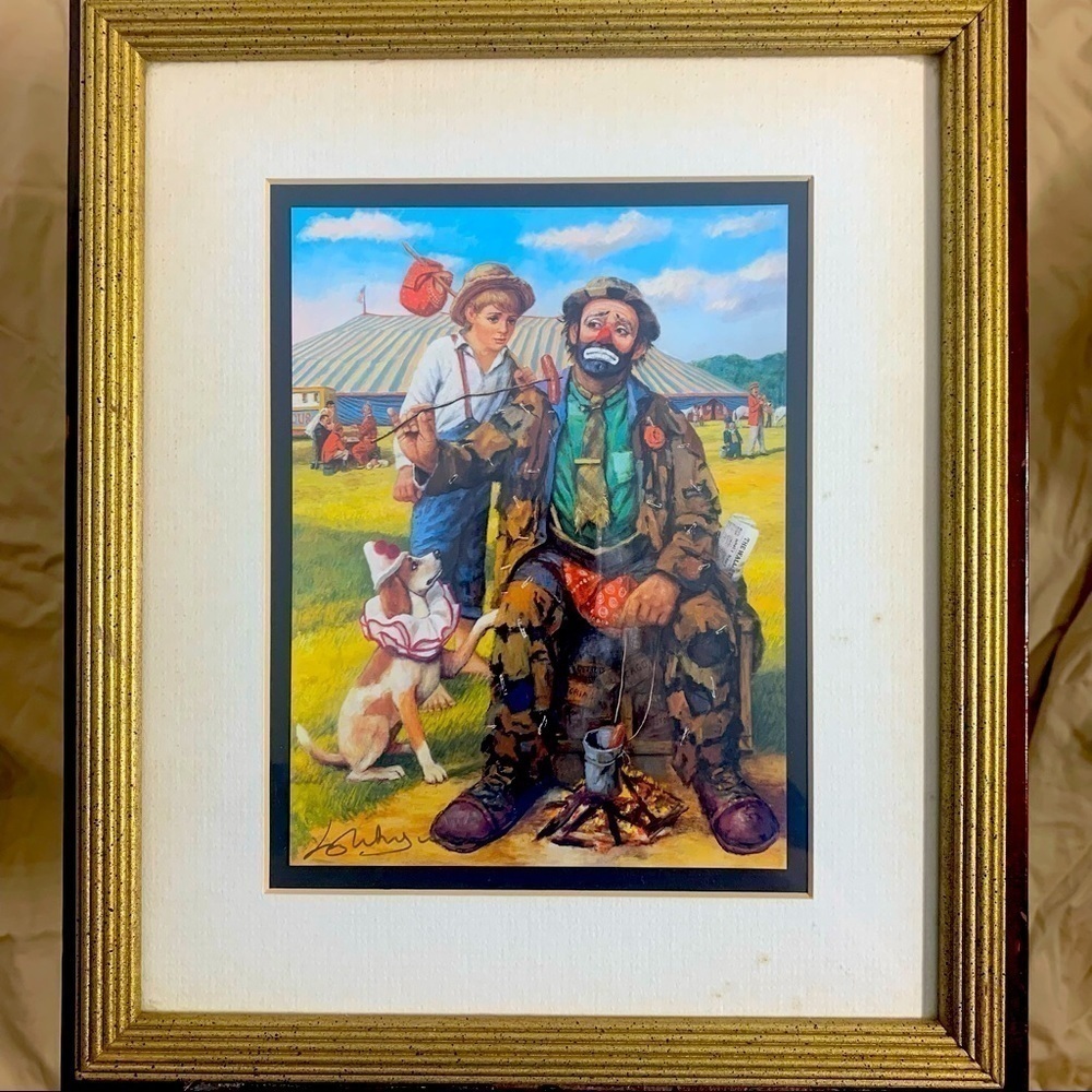 Guess who’s coming to dinner Emmett Kelly lithograph 1980s art